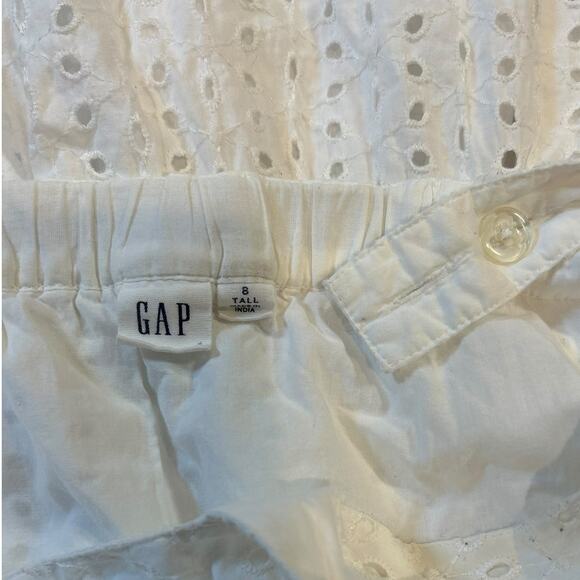 GAP White Apron Maxi Multitier Sun Dress Sundress Eyelet Cotton Women's 8 Tall - Picture 4 of 12